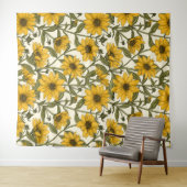 Tenture Sunroot, tournesol sauvage sur blanc (En situation (horizontale))