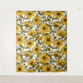 Tenture Sunroot, tournesol sauvage sur blanc (Devant)