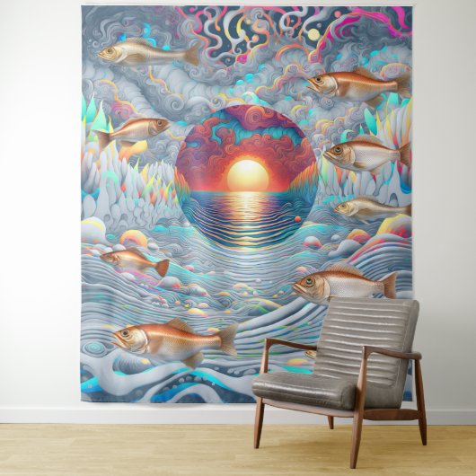 Tenture Sunset de poisson (En situation)