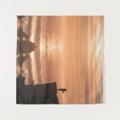 Tenture  Sunset Surf Silhouette Wall Tapestry  (Devant (Horizontal))