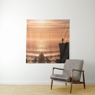Tenture  Sunset Surf Silhouette Wall Tapestry 