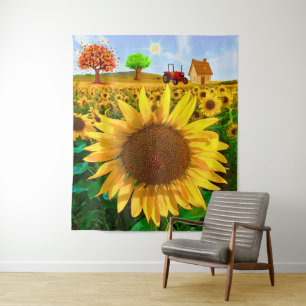Tenture Sunshine Sunflower Field - Agritourisme rustique