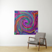 Tenture Super Abstrait Retro Magenta Dark Rainbow Swirl (En situation (horizontale))