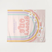 Tenture Super One Pastel arc-en-ciel 1er anniversaire Bann (Devant (Horizontal))