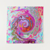 Tenture Super rétro rose chaud et bleu tourbillon Abstrait (Devant)