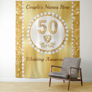 Tenture Superbe Dorée, 50e anniversaire de toile de fond,