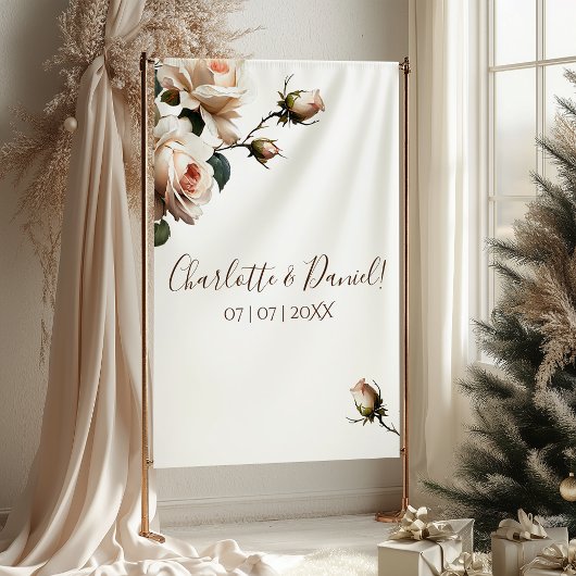 Tenture Superbe Mariage de Rose d'huile beige