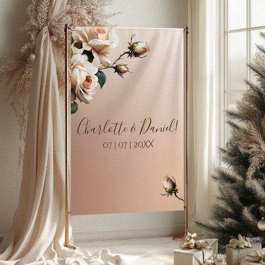 Tenture Superbe Mariage de Rose d'huile beige