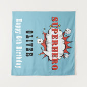 Tenture Superhero Comic Speech Bubble Boy Anniversaire Par (Devant (Horizontal))