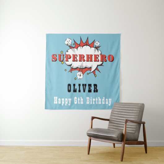 Tenture Superhero Comic Speech Bubble Boy Anniversaire Par (En situation)