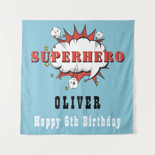 Tenture Superhero Comic Speech Bubble Boy Anniversaire Par (Devant)