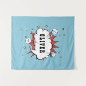 Tenture Superhero Comic Speech Bubble Boy Name (Devant (Horizontal))