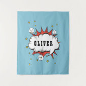 Tenture Superhero Comic Speech Bubble Boy Name (Devant)