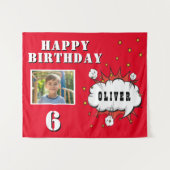 Tenture Superhero Comic Speech Cloud Boy Photo Anniversair (Devant (Horizontal))