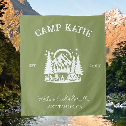Tenture Sur mesure Campenterrement de Bachelorette Camping