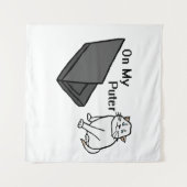Tenture Sur Mon Ordinateur Drôle De Chat Blanc Mème (Devant (Horizontal))