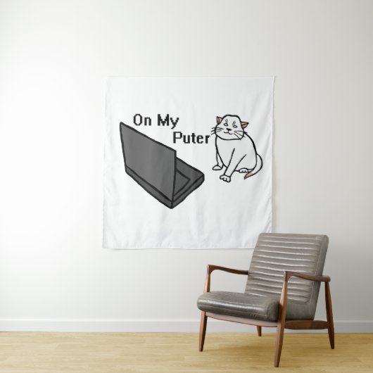 Tenture Sur Mon Ordinateur Drôle De Chat Blanc Mème (En situation)