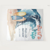 Tenture Surf's Up | Anniversaire de surf sur une plage tro (Devant (Horizontal))