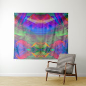 Tenture Surreal Abstrait Vert rose bleu violet (En situation (horizontale))