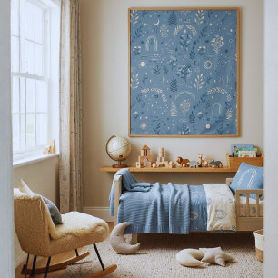 Tenture Suspension murale bleu poussiéreux Boho Celestial
