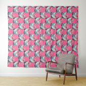 Tenture Swan Birds Pattern Design On Pink (En situation (horizontale))