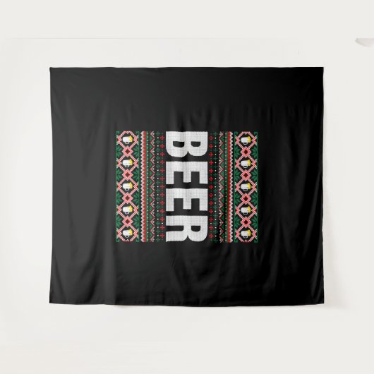 Tenture Sweat de Noël moche de bière (Devant (Horizontal))