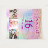 Tenture Sweet 16 anniversaire photo arc-en-ciel rose or ro (Devant (Horizontal))
