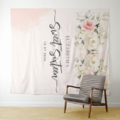 Tenture Sweet 16 Aquarelle rose Floral Anniversaire fond (En situation (horizontale))