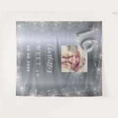 Tenture Sweet 16 argent photo parties scintillant poussièr (Devant (Horizontal))