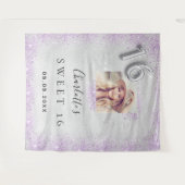 Tenture Sweet 16 argent photo purple parties scintillant p (Devant (Horizontal))