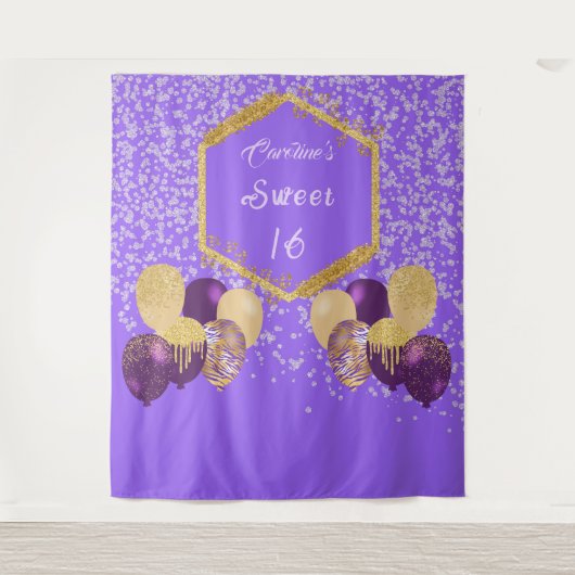 Tenture Sweet 16 Ballons de Parties scintillant et de Part (Devant)