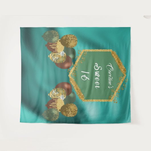 Tenture Sweet 16 Ballons verts pour Parties scintillant et (Devant (Horizontal))