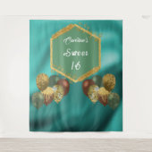 Tenture Sweet 16 Ballons verts pour Parties scintillant et (Devant)