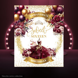 Tenture Sweet 16 Bannière Bourgogne robe Parties scintilla