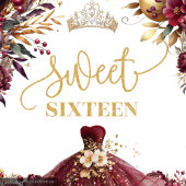 Tenture Sweet 16 Bannière Fleurs Bourgogne Parties scintil