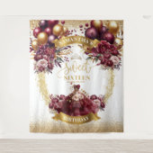 Tenture Sweet 16 Bannière Fleurs Bourgogne Parties scintil (Devant)