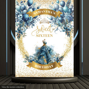 Tenture Sweet 16 Bleu or Aquarelle Bleu Fond