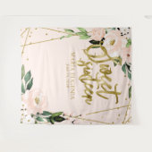 Tenture Sweet 16 Gold Foil Blush Rose Floral fond (Devant (Horizontal))