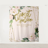 Tenture Sweet 16 Gold Foil Blush Rose Floral fond (Devant)