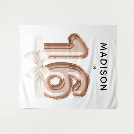 Tenture Sweet 16 Luxe Ballons Anniversaire Rose Gold (Devant (Horizontal))