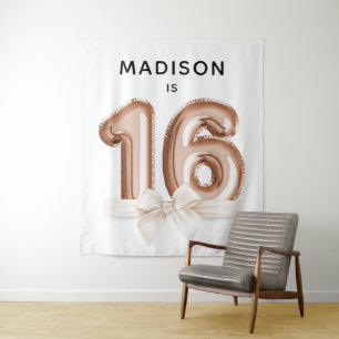 Tenture Sweet 16 Luxe Ballons Anniversaire Rose Gold