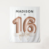 Tenture Sweet 16 Luxe Ballons Anniversaire Rose Gold (Devant)