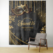 Tenture Sweet 16 Masquerade Black Photo Backdrop ID1032 (En situation)