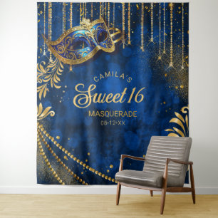 Tenture Sweet 16 Masquerade bleu fond photo ID1032