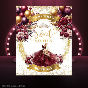 Tenture Sweet 16 Party fond Bourgogne robe Parties scintil