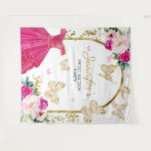 Tenture Sweet 16 Party fond - Robe Florale Papillon (Devant (Horizontal))