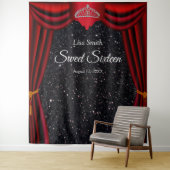Tenture Sweet 16 Princess Tiara Rideau rouge Parties scint (En situation)
