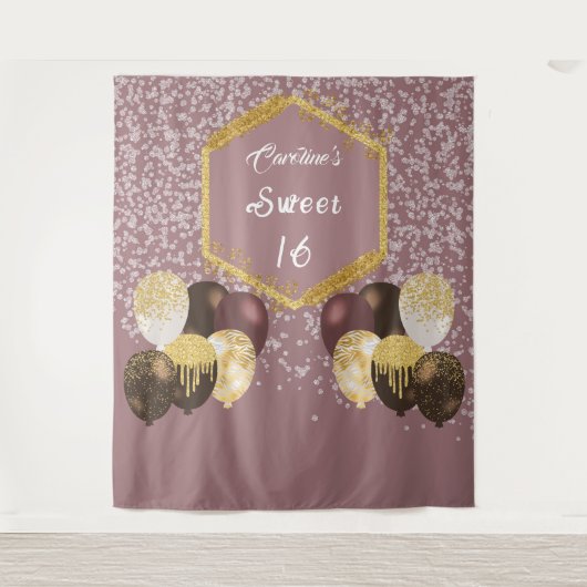 Tenture Sweet 16 Rose Gold Parties scintillant & Parties s (Devant)