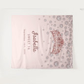 Tenture Sweet 16 rose or tiara couronne rose monogramme (Devant (Horizontal))