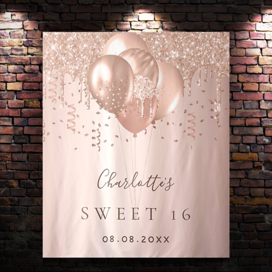 Tenture Sweet 16 roses nom de ballons d'or